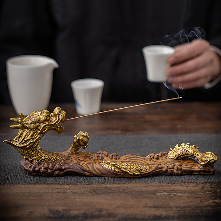 Dragon Protection Ceramic Stick Incense Burner Decoration