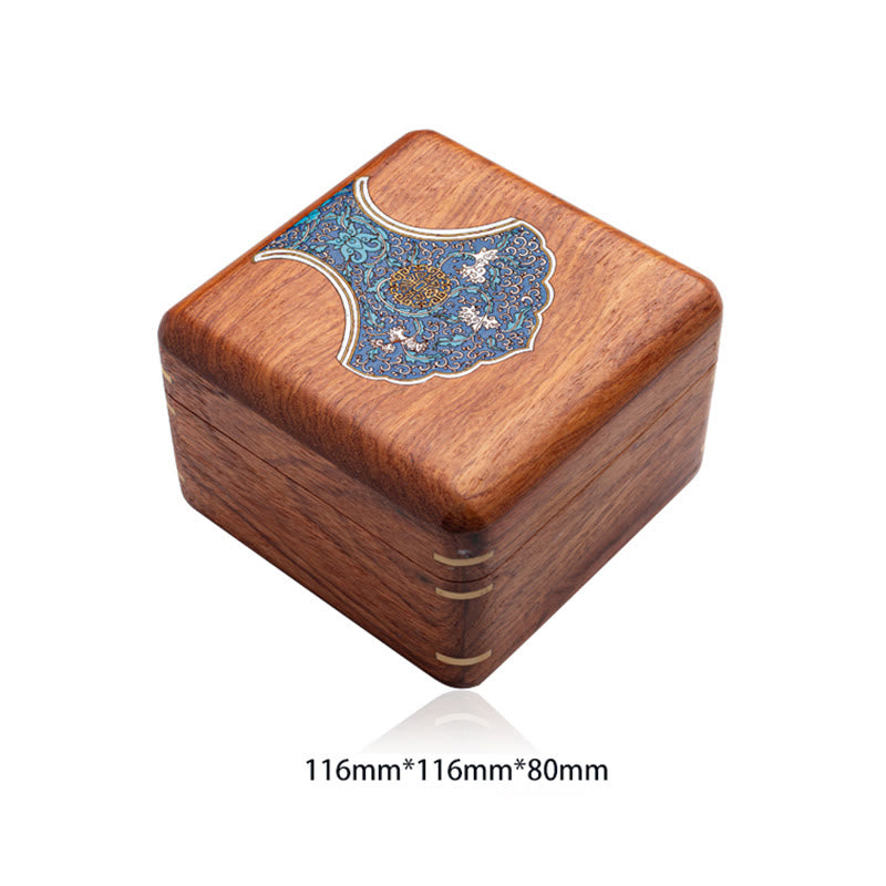 Antique Flower Leaf Handmade Rosewood Jewelry Storage Box Wooden Gift Organizer Box