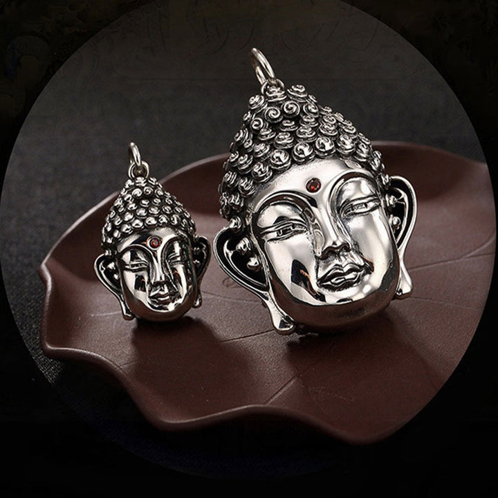 925 Sterling Silver Buddha Head Compassion Necklace Pendant