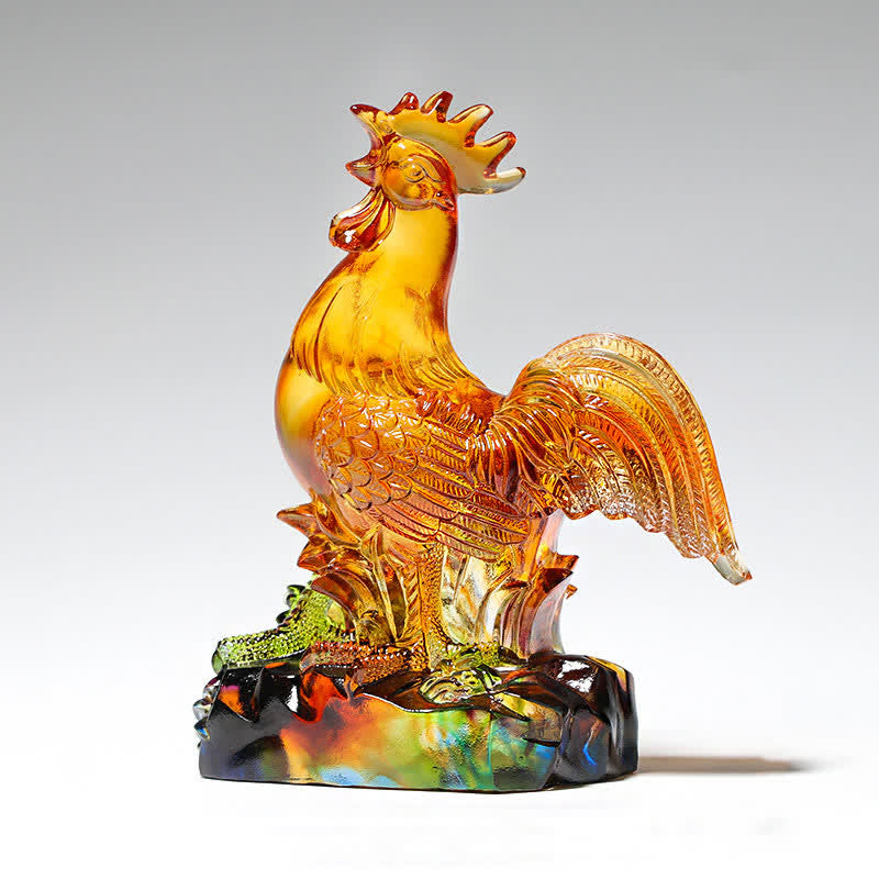 Handmade Liuli Crystal Rooster Art Piece Home Decoration