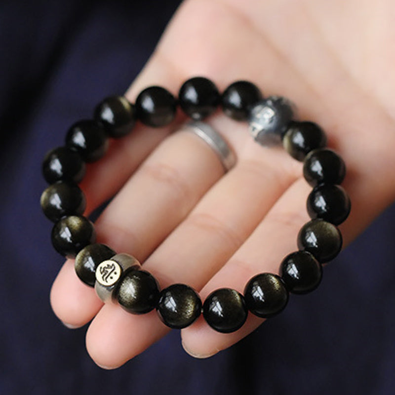 Chinese Zodiac Natal Buddha Obsidian Purification Bracelet