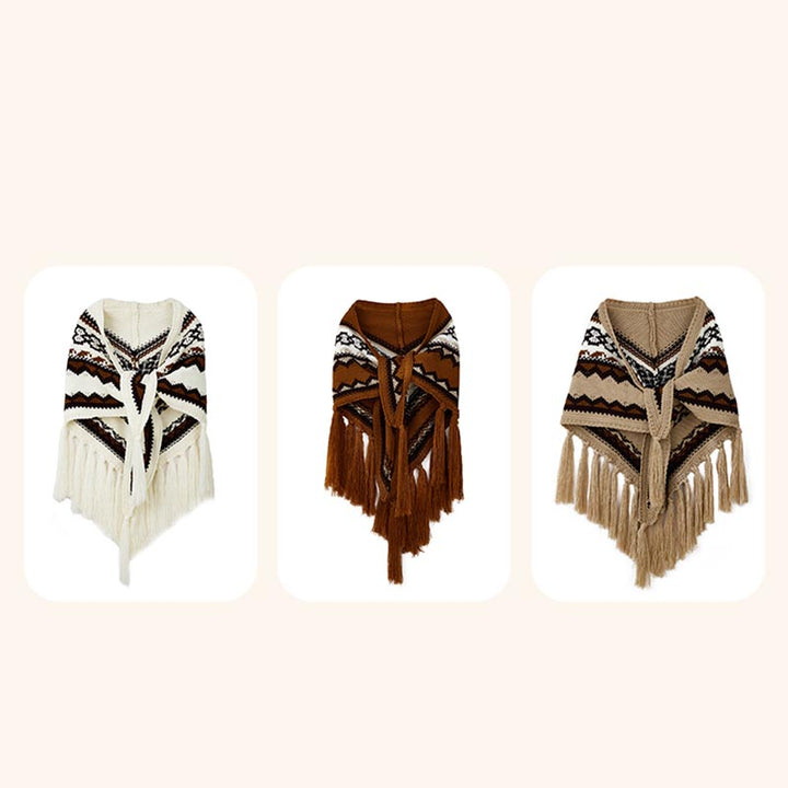 Buddha Stones Tibetan Triangular Shawl Striped Tassels Winter Cozy Travel Scarf Wrap