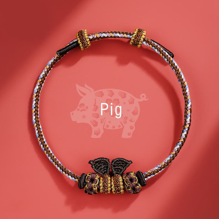 Buddha Stones Handmade Year of the Dragon Cute Chinese Zodiac Luck Braided Bracelet