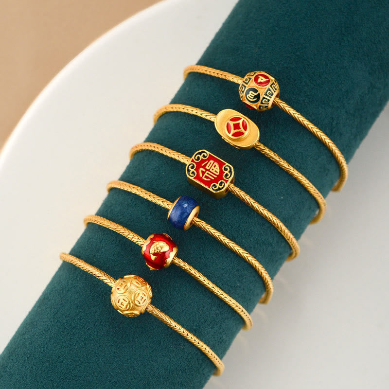 FREE Today: Love Focus Tibetan 18K Gold Om Mani Padme Hum Lucky Koi Fish Fu Character Ingot Copper Coin Bracelet