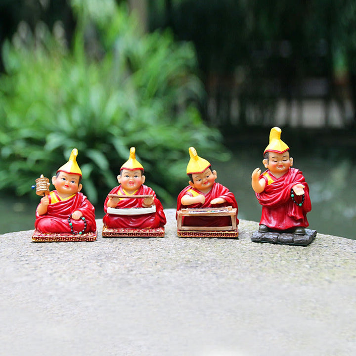 Buddha Stones Hand Painted Tibetan Lama Figures Carved Creative Home Office Car Decoration Ornament