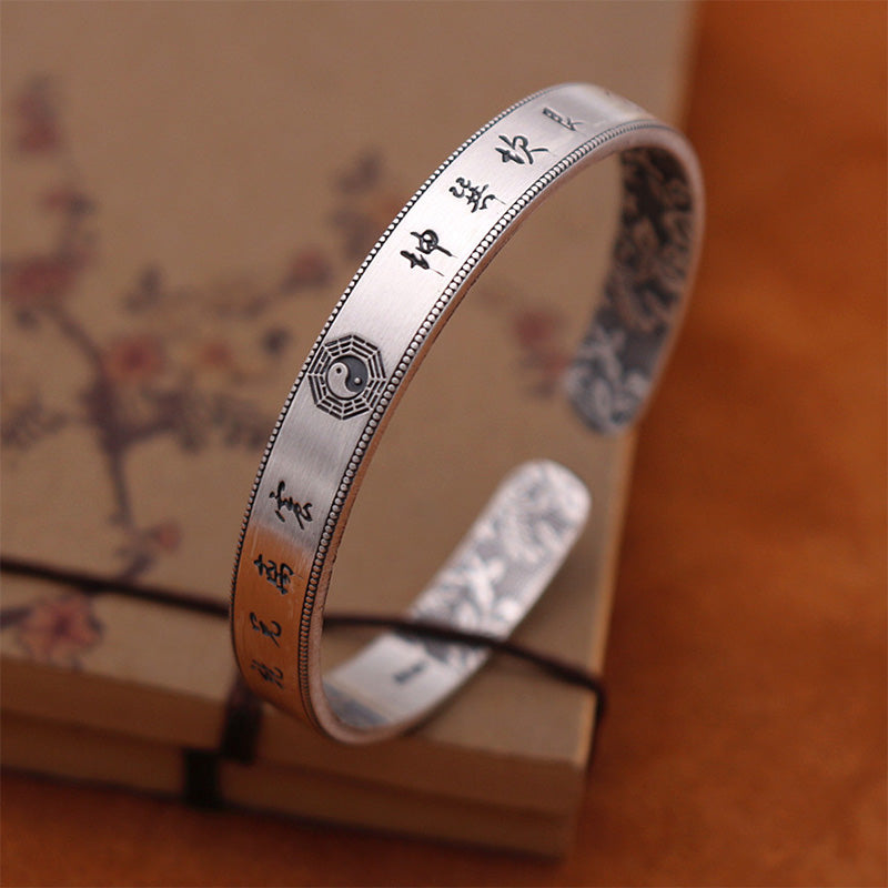 999 Sterling Silver Bagua Yin Yang Balance Bracelet