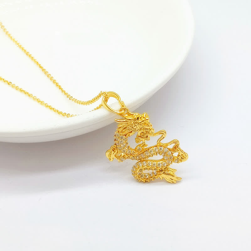 Gold Dragon Protection Necklace Pendant