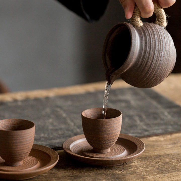 Buddha Stones Handcrafted Retro Brown Ceramic Teacup Kung Fu Tea Cup