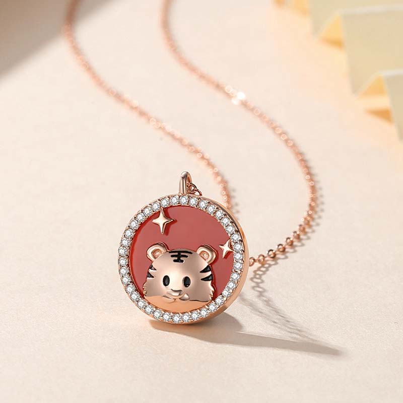 925 Sterling Silver Chinese Zodiac Tiger Lucky Bracelet Necklace (Extra 30% Off | USE CODE: FS30)