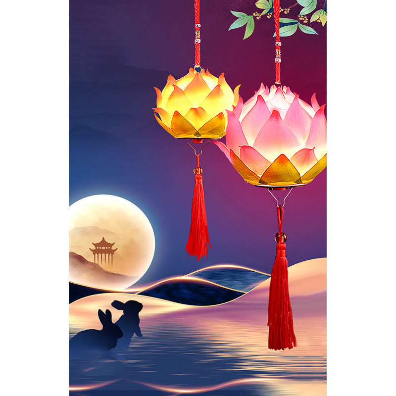 DIY Lotus Flower Dragon Lantern Tassel Lamp Decoration