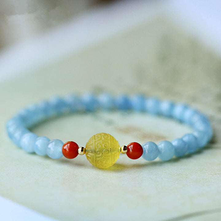 Natural Aquamarine Amber Healing Bracelet (Extra 30% Off | USE CODE: FS30)