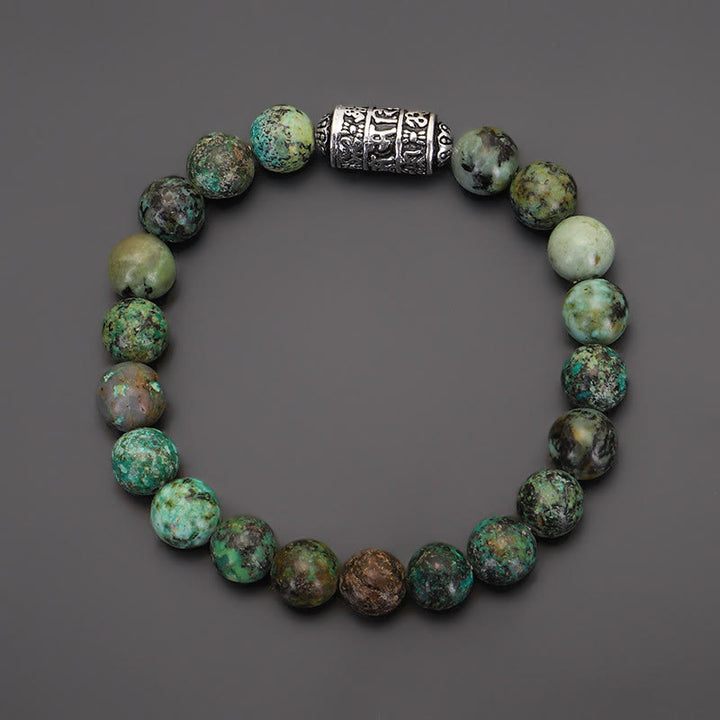 Buddha Stones Natural Lazurite Pietersite Unakite Om Mani Padme Hum Bead Positive Bracelet