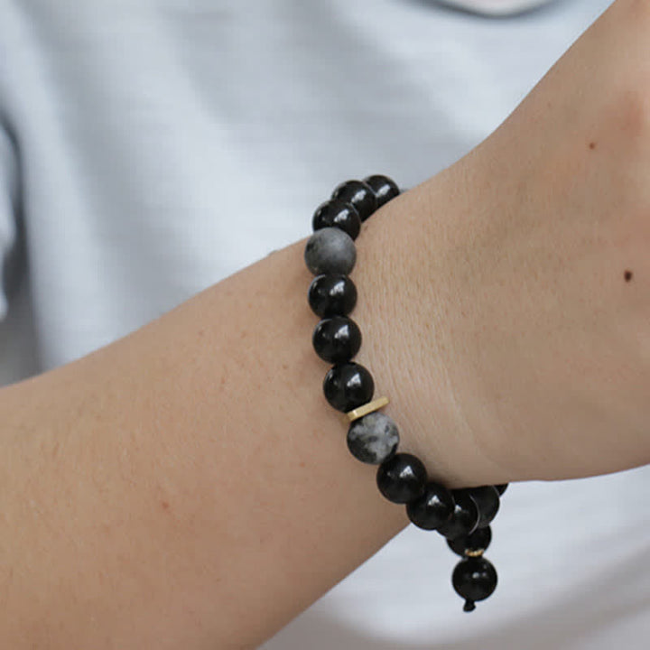 Black Obsidian Black Glitter Stone Purification Bracelet