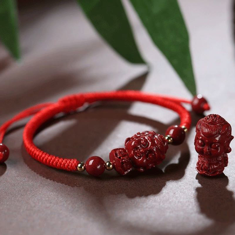 Buddha Stones Chinese Zodiac Natal Buddha Cinnabar Amulet Blessing String Bracelet