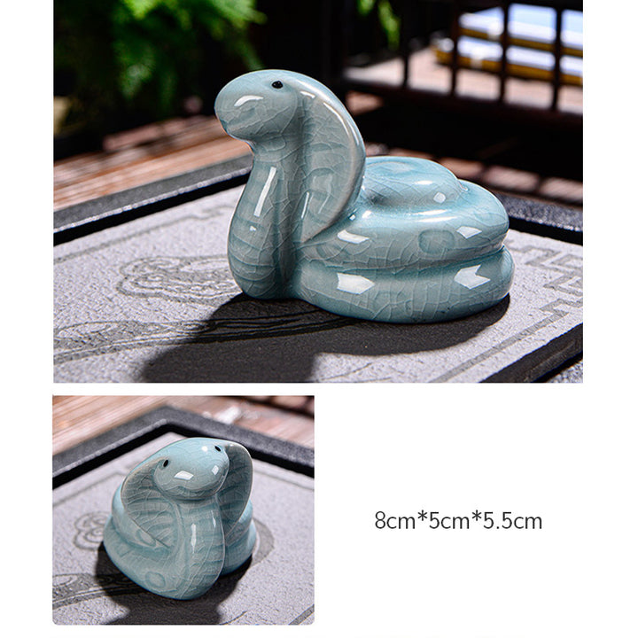 Buddha Stones Chinese Zodiac Wealth Ceramic Tea Pet Home Figurine Decoration