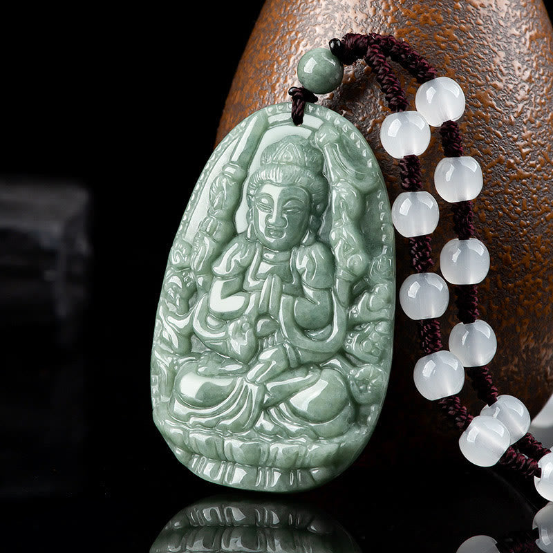 Buddha Stones Chinese Zodiac Natal Buddha Natural Jade Wealth Prosperity Necklace Pendant