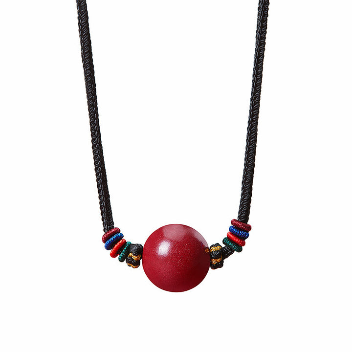 Buddha Stones Cinnabar Bead Blessing String Necklace Pendant