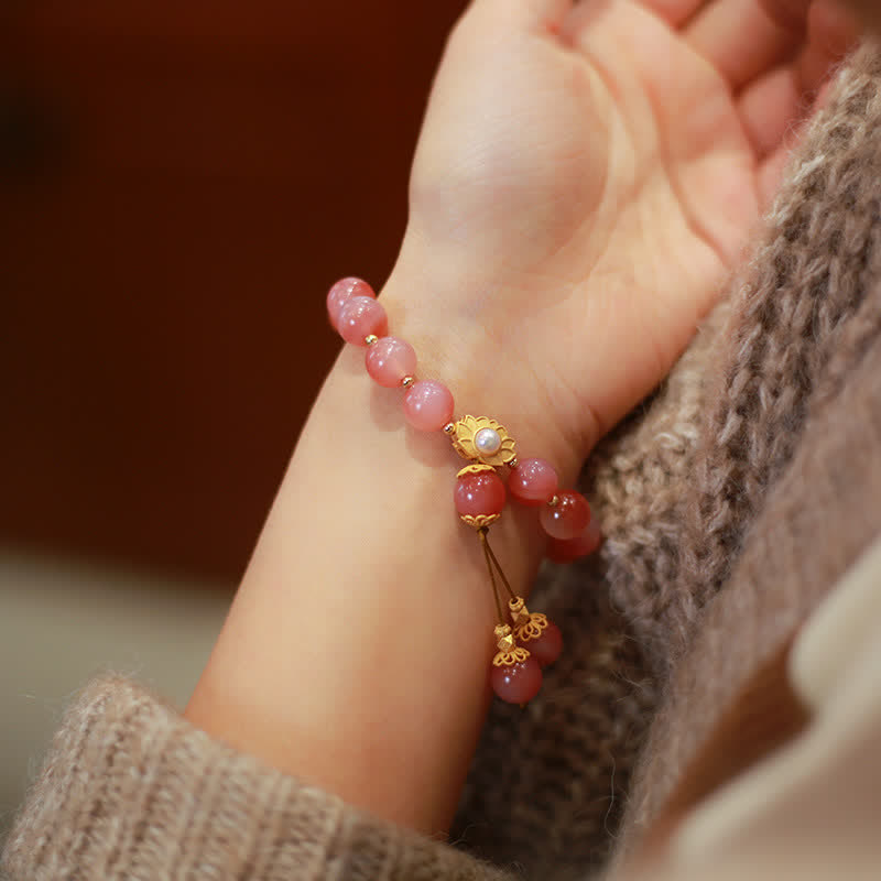 Buddha Stones 925 Sterling Silver Yanyuan Agate Lotus Flower Enlightenment Bracelet