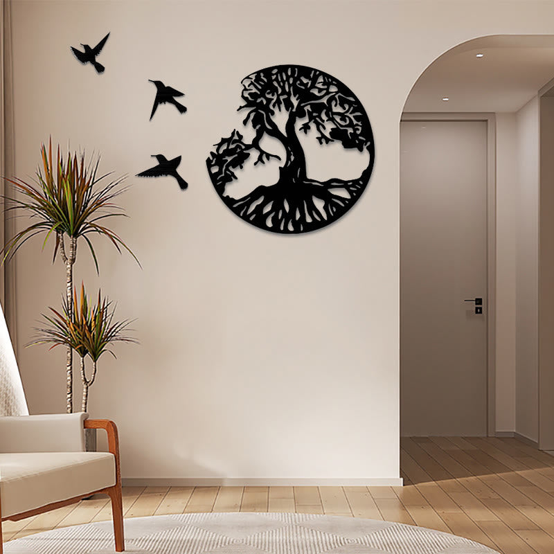 Buddha Stones Tree of Life Birds Creation Wall Art