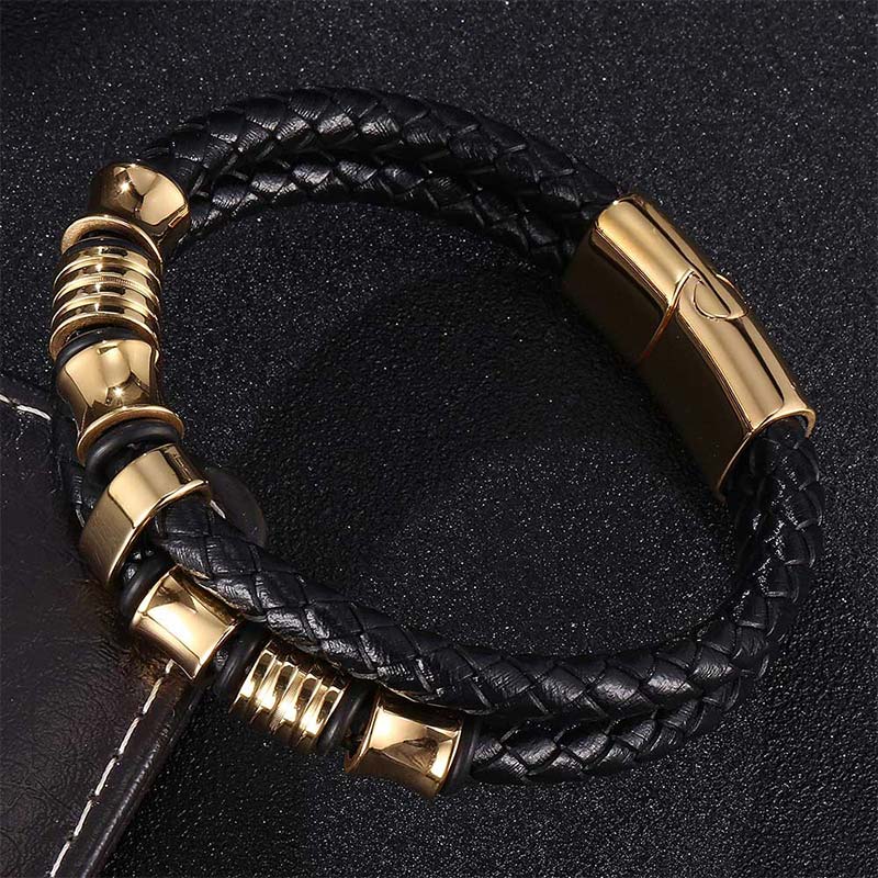 Buddha Stones Layered Leather Weave Fortune Bracelet