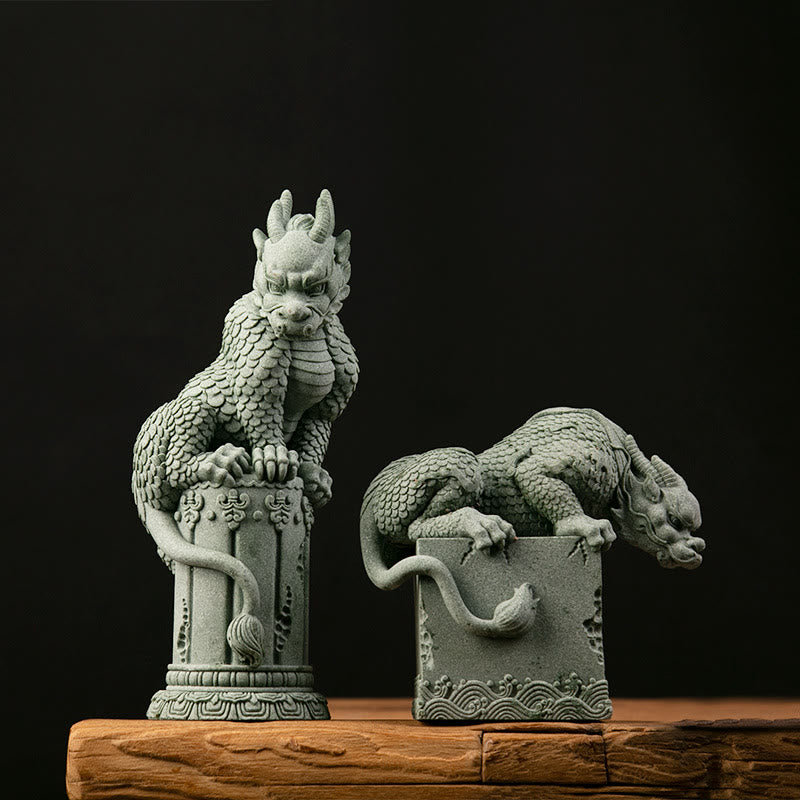 Buddha Stones Feng Shui Standing Sitting Dragon Success Luck Home Decoration