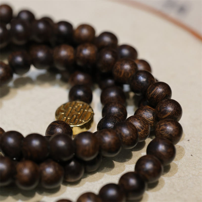 Buddha Stones 108 Mala Beads Brunei Agarwood Amber Red Agate Peace Buckle Jade Peace Bracelet