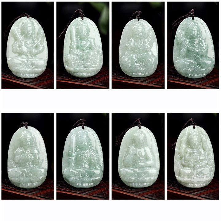 Buddha Stones Chinese Zodiac Natal Buddha Jade Wealth Prosperity Necklace Pendant