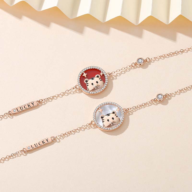 925 Sterling Silver Chinese Zodiac Tiger Lucky Bracelet Necklace (Extra 30% Off | USE CODE: FS30)