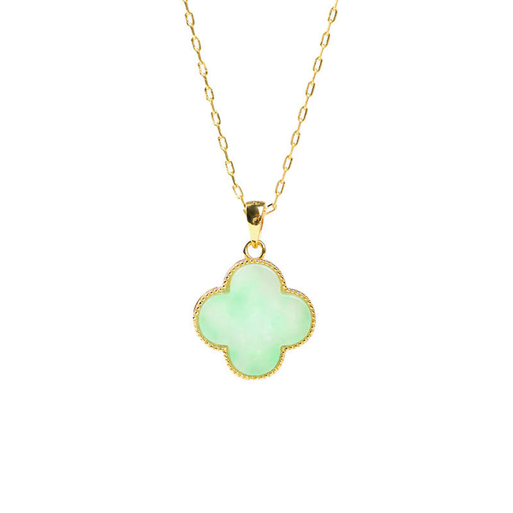 FREE Today: Bring Good Fortune Four Leaf Clover Jade Prosperity Necklace