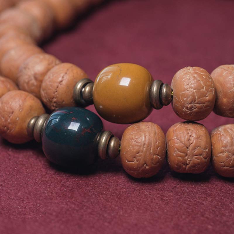 108 Mala Beads Bodhi Seed Dzi Bead Peace Tassel Bracelet