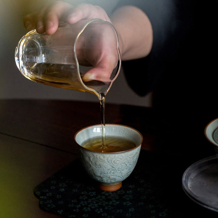 Buddha Stones Lotus Carved Ceramic Teacup Kung Fu Tea Cup