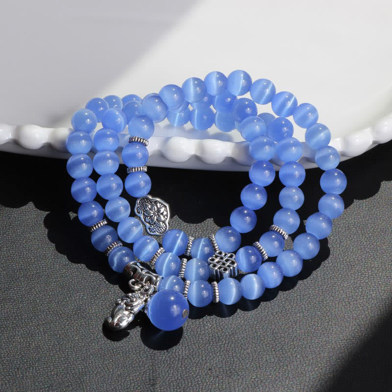 Buddha Stones Cat Eye PiXiu Support Triple Wrap Bracelet