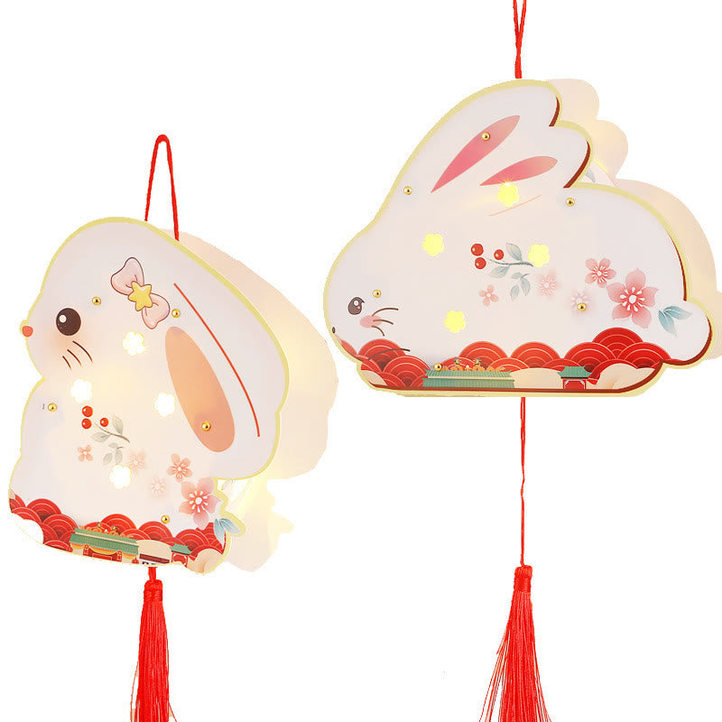 Buddha Stones DIY Good Luck Cute Rabbit Paper Lantern Lamp Mid-Autumn Festival Lantern Decoration