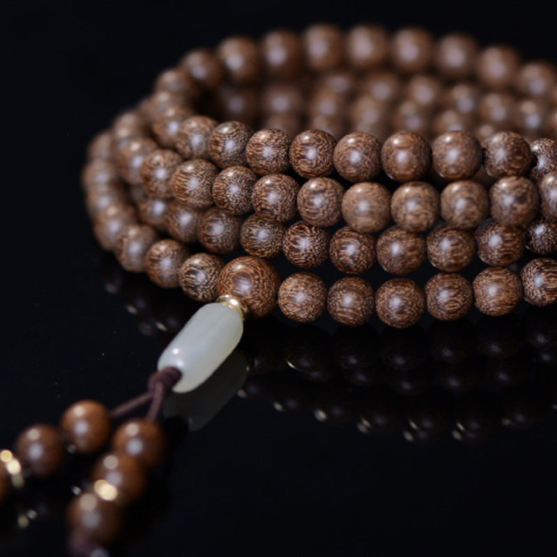 Buddha Stones 108 Mala Beads Rosewood Jade Calm Bracelet