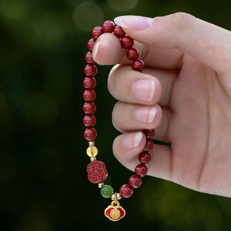 Buddha Stones Cinnabar Happiness Calm Bracelet