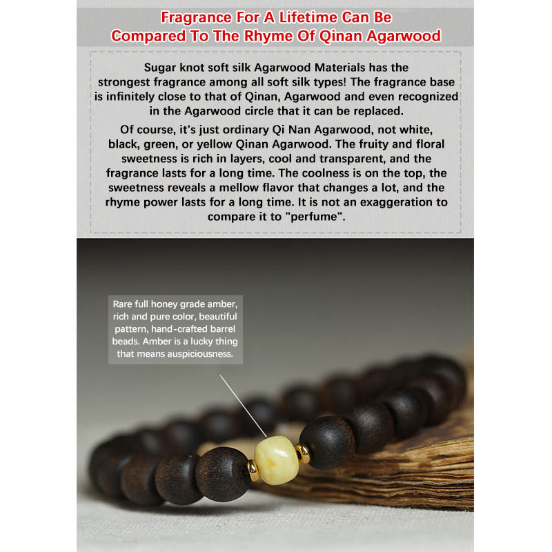 Buddha Stones Rare Brunei Agarwood Amber Balance Peace Calm Bracelet