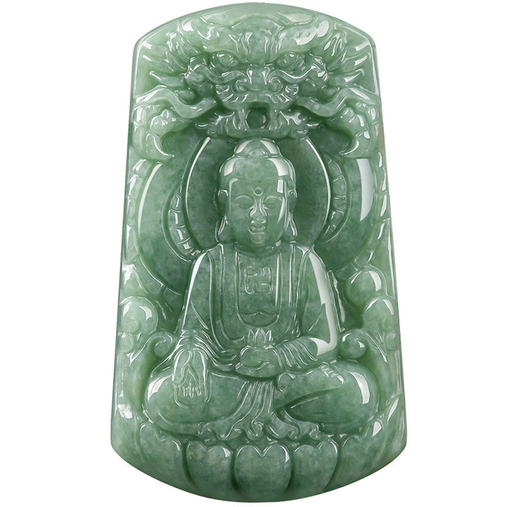 Tathagata Buddha Dragon Jade Amulet Serenity String Necklace