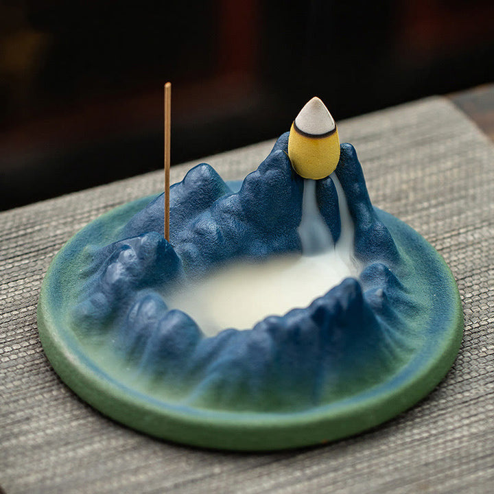 Creative Mountain River Ceramic Healing Backflow Incense Burner