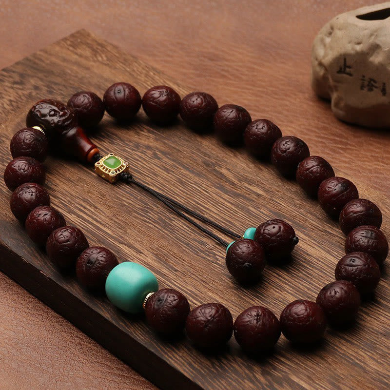 Tibetan Bodhi Seed Agate Bead Luck Wealth Tassel Charm Wrist Mala