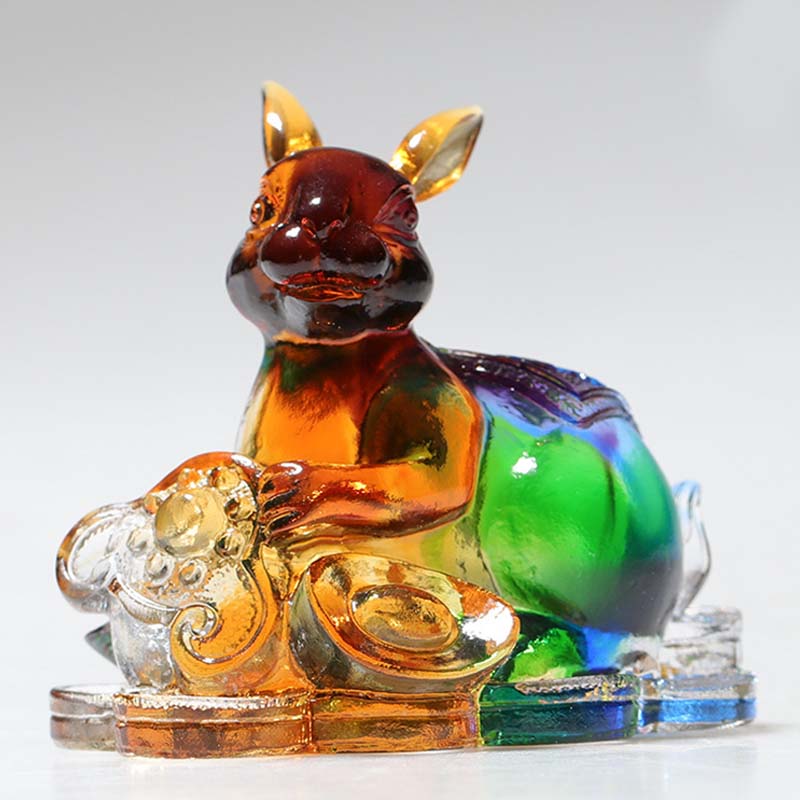 Buddha Stones Year of the Dragon Handmade 12 Chinese Zodiac Liuli Crystal Art Piece Protection Home Office Decoration