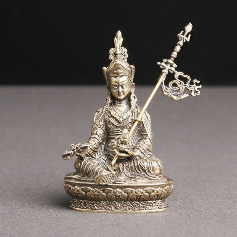 Padmasambhava Buddha Figure Serenity Copper Statue Decoration Temple Ornament
