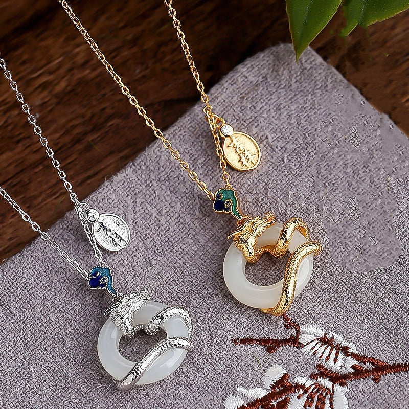 Buddha Stones Year Of The Dragon 925 Sterling Silver Hetian White