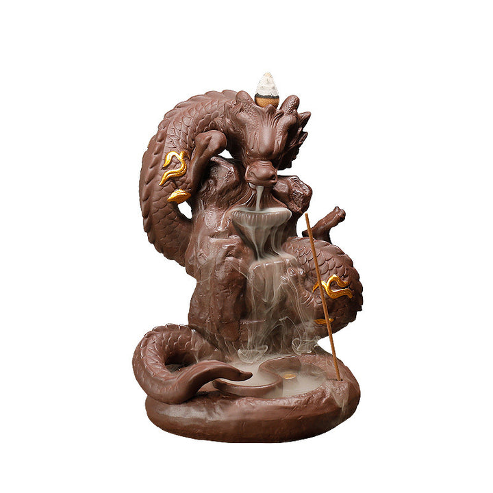 Buddha Stones Tibetan Dragon Protection Incense Burner Decoration