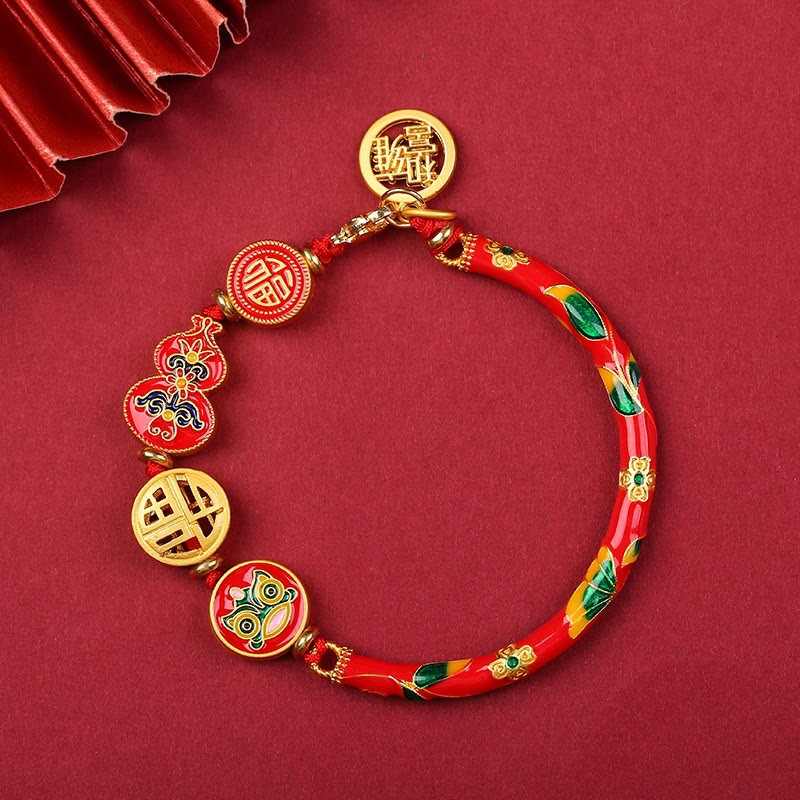 Tibetan Gourd Fortune Happiness Lion Wealth Luck Bracelet