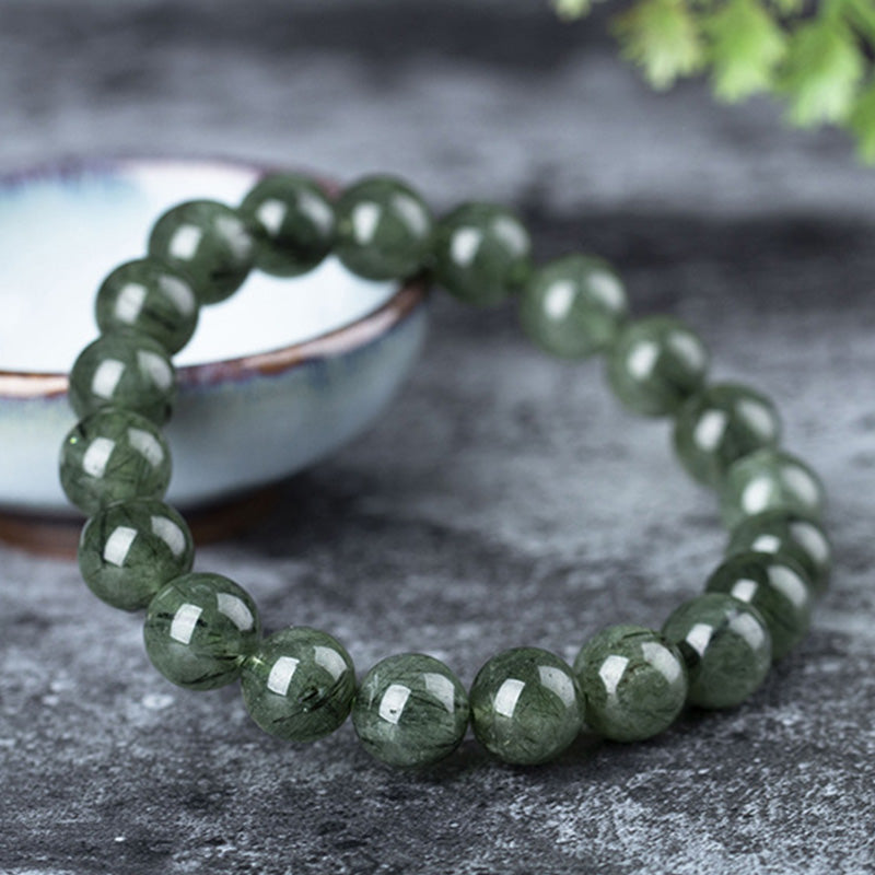 Buddha Stones Natural Green Crystal Blessing Wealth Bracelet