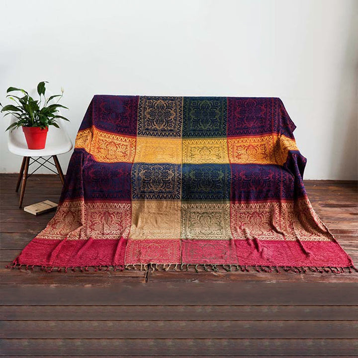 Buddha Stones Tibetan Floral Pattern Hand-Dyed Craftsman Blanket