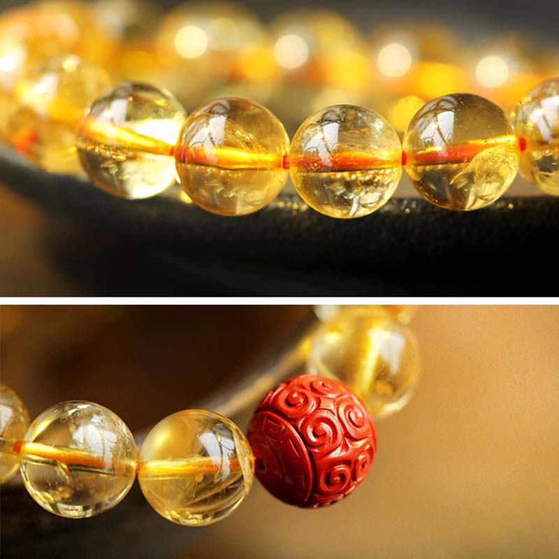 Chinese Zodiac Natal Buddha Citrine Cinnabar Blessing Bracelet