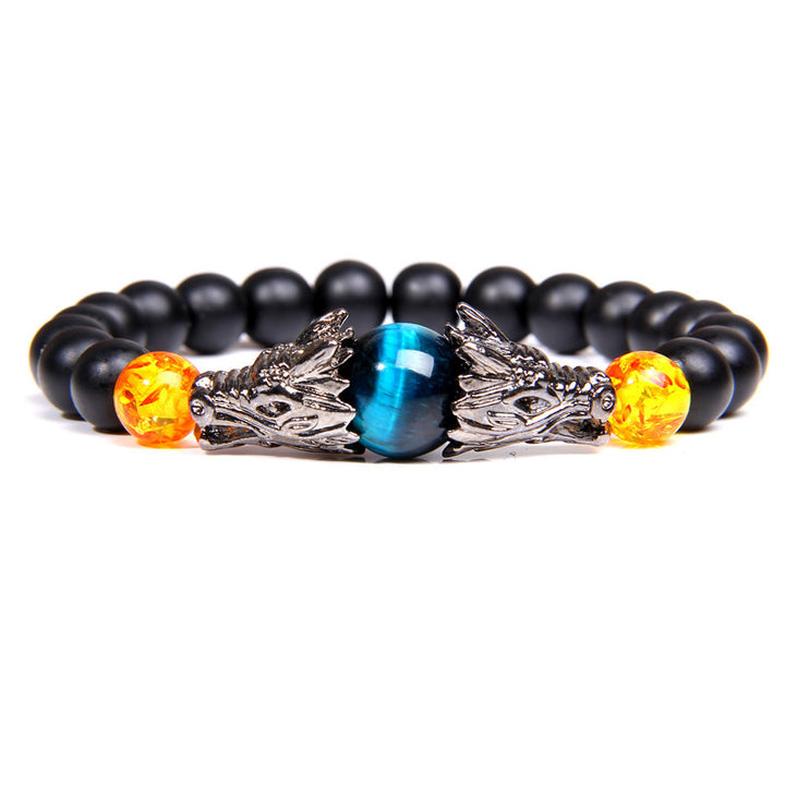 Frosted Stone Tiger Eye Dragon Courage Strength Bracelet