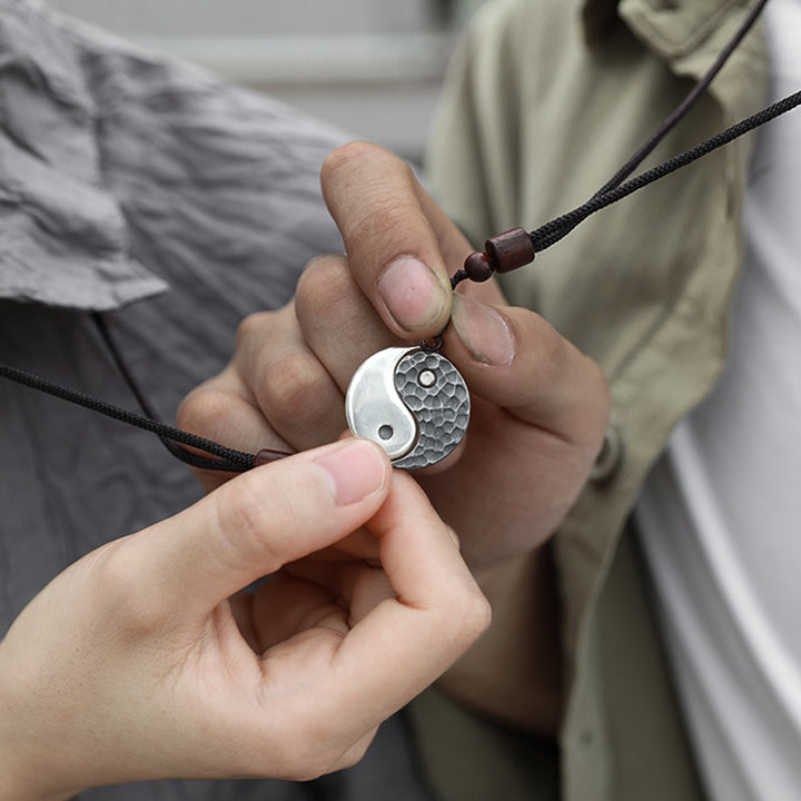 990 Sterling Silver Yin Yang Balance Harmony Necklace Pendant