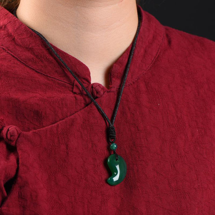 Red Agate Green Agate Moon Pattern Confidence Calm Necklace